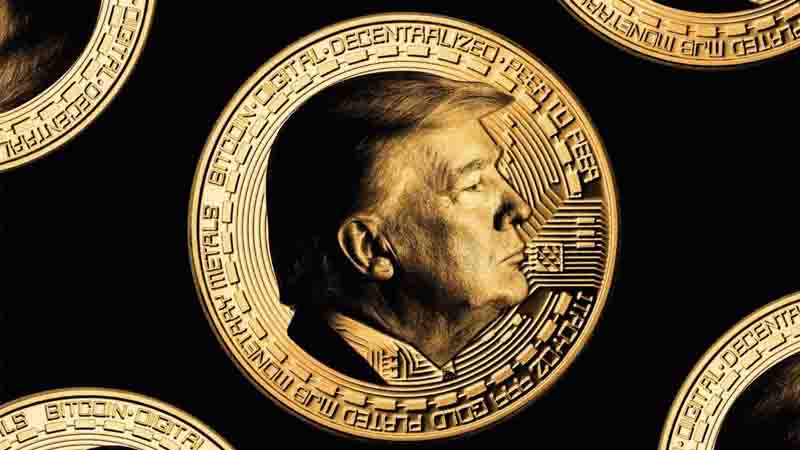 TRUMP coin with black background