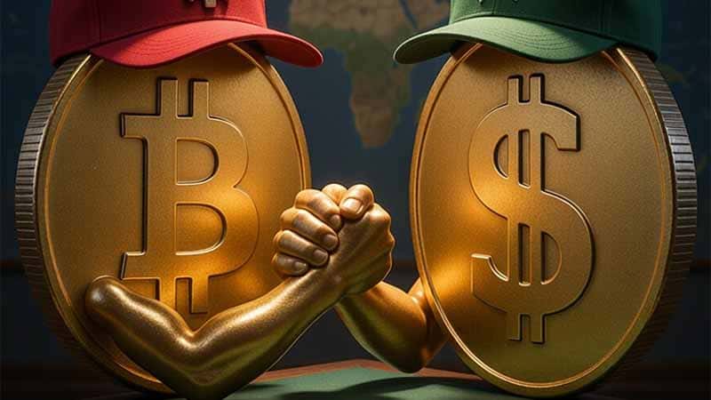 Bitcoin and USD arm wrestling
